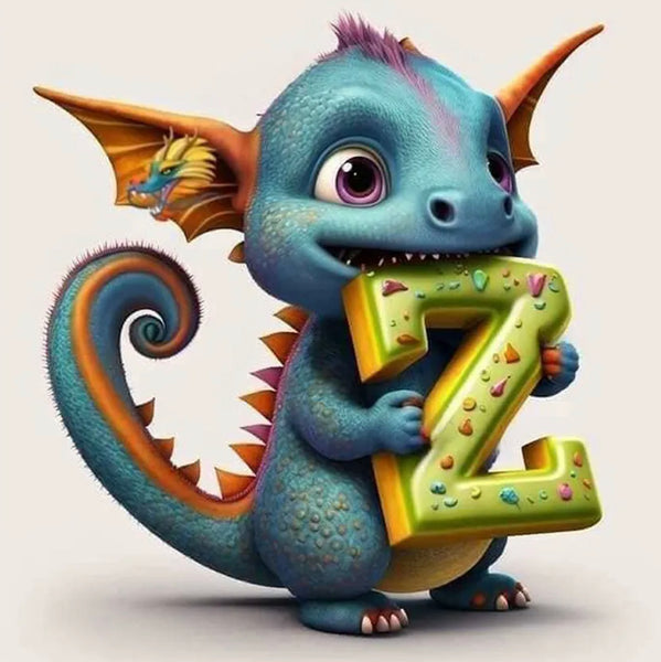 Dragon Alphabet letter Z … - Full Coverage of Diamonds - Made to Order