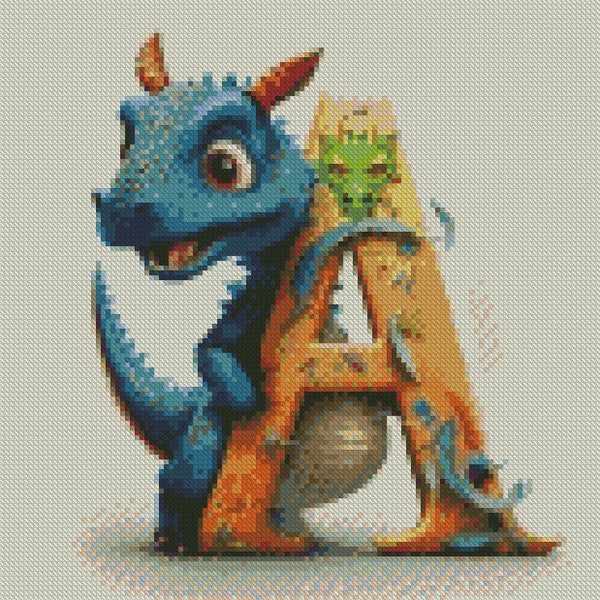 Dragon Alphabet letter A … - Full Coverage of Diamonds - Made to Order
