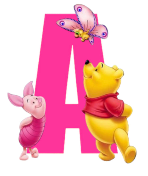 Alphabet Pooh Bear Letter A pink girl … - Full Coverage of Diamonds