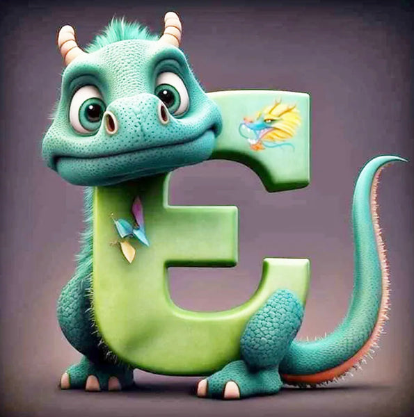 Dragon Alphabet letter E … - Full Coverage of Diamonds - Made to Order