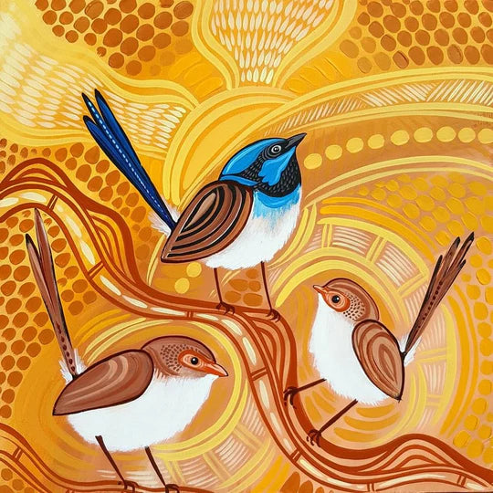 Aboriginal Design Blue Wren … - Full Coverage of Diamonds - Made to Order - round or square - poured glue or Double sided Tape Adhesive - Australian Company