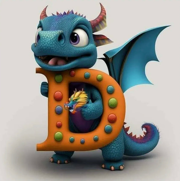 Dragon Alphabet letter D … - Full Coverage of Diamonds - Made to Order
