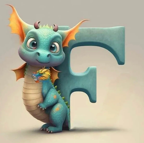 Dragon Alphabet letter F … - Full Coverage of Diamonds - Made to Order