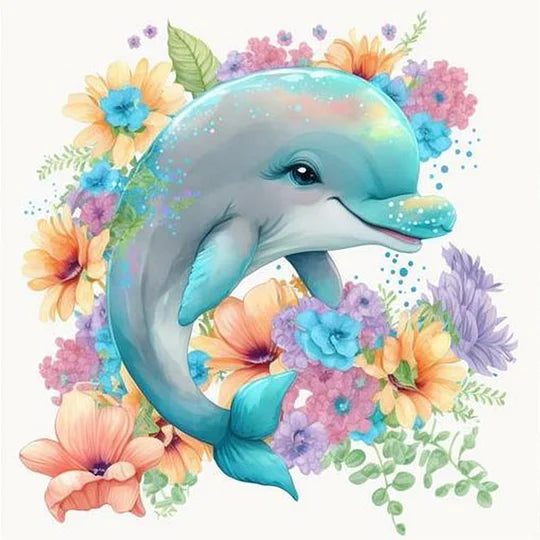 Dolphin Flowers  … Full Coverage of Diamonds - Made to Order