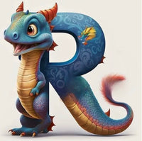 Dragon Alphabet letter R … - Full Coverage of Diamonds - Made to Order