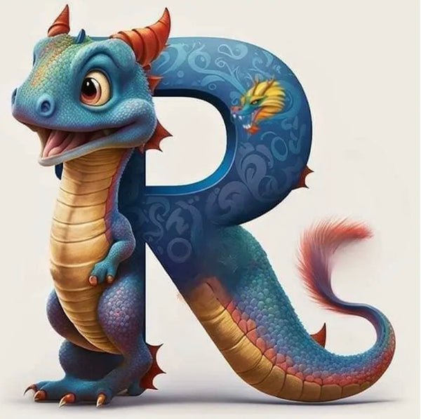 Dragon Alphabet letter R … - Full Coverage of Diamonds - Made to Order