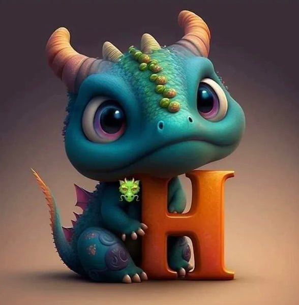 Dragon Alphabet letter H … - Full Coverage of Diamonds - Made to Order