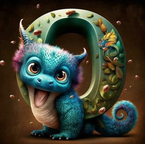 Dragon Alphabet letter Q … - Full Coverage of Diamonds - Made to Order