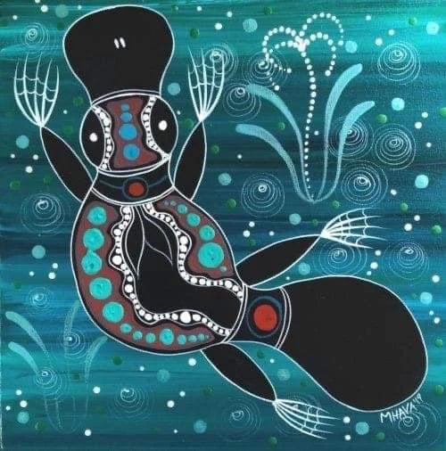 Aboriginal Design platypus … - Full Coverage of Diamonds - Made to Order - round or square - poured glue or Double sided Tape Adhesive - Australian Company