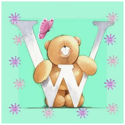 Bear Letter W * Pre Order (Made to order) … - Full Coverage of Diamonds