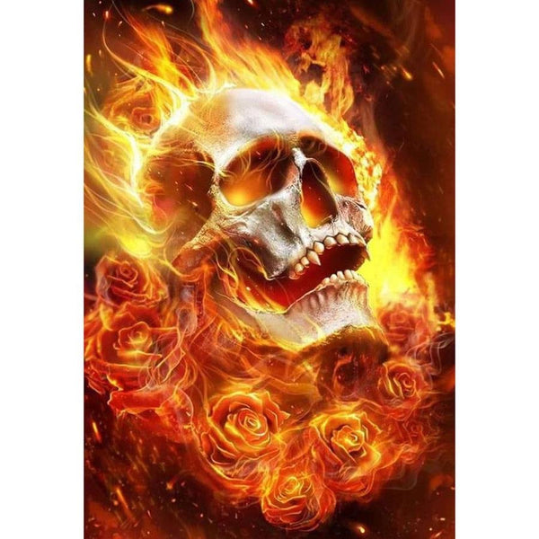 Fire skull diamond painting - * Made to order … Full Coverage Of Diamonds