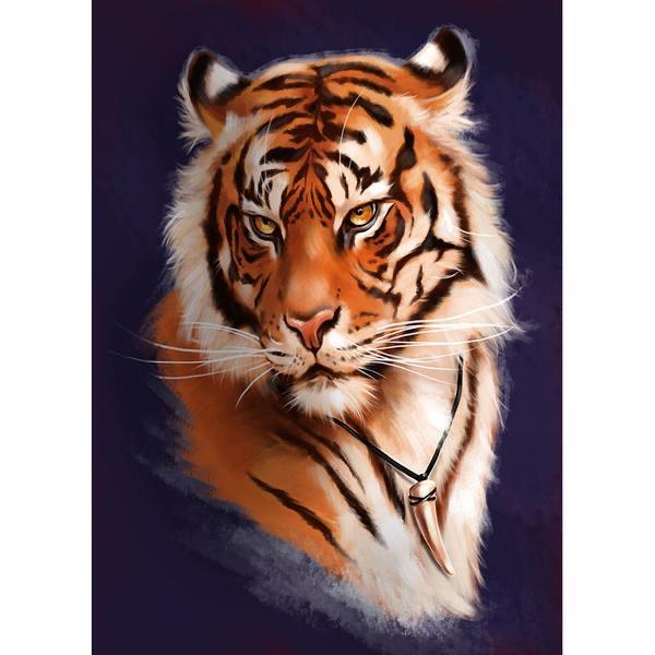 Tiger Head * Pre Order (Made to order) You choose the size… You choose Square or Round Diamonds