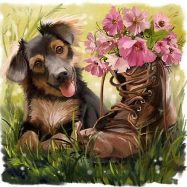 Dog with boot … - Full Coverage of Diamonds - Made to Order
