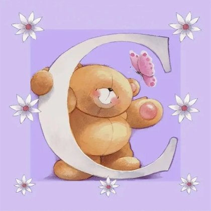 Bear Letter C * Pre Order (Made to order) … - Full Coverage of Diamonds