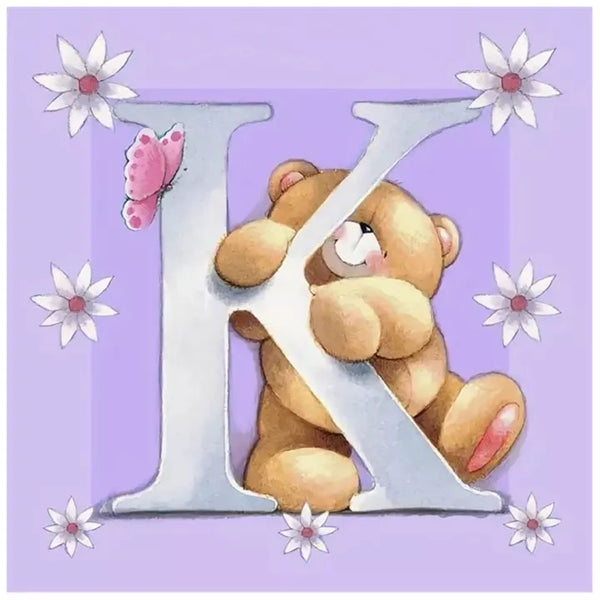 Bear Letter K * Pre Order (Made to order) … - Full Coverage of Diamonds