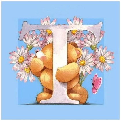Bear Letter T * Pre Order (Made to order) … - Full Coverage of Diamonds