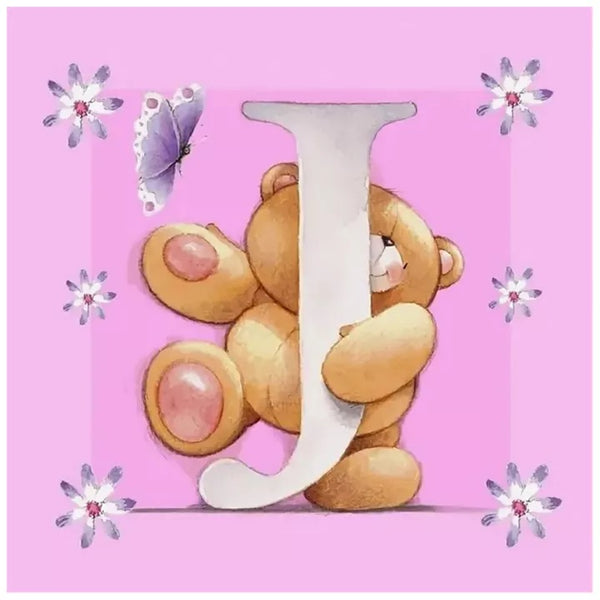 Bear Letter J * Pre Order (Made to order) … - Full Coverage of Diamonds