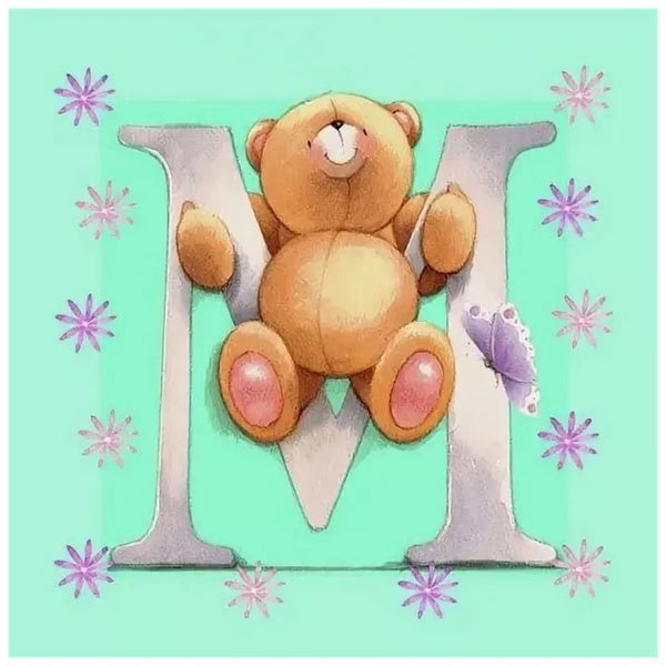 Bear Letter M * Made to order … - Full Coverage of Diamonds