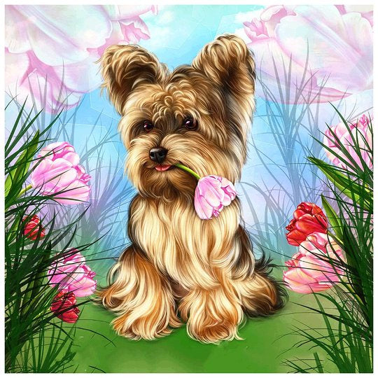 Flower Dog * Pre Order (Made to order) … - Full Coverage of Diamonds
