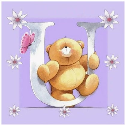 Bear Letter U * Pre Order (Made to order) … - Full Coverage of Diamonds