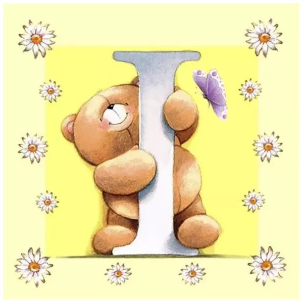Bear Letter I * Pre Order (Made to order) … - Full Coverage of Diamonds