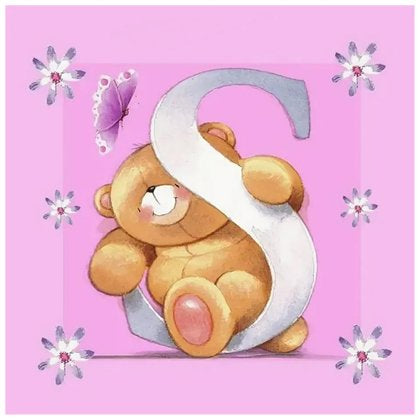 Bear Letter S * Pre Order (Made to order) … - Full Coverage of Diamonds