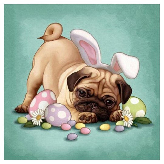 Easter Dog - Pug * Pre Order (Made to order) … - Full Coverage of Diamonds