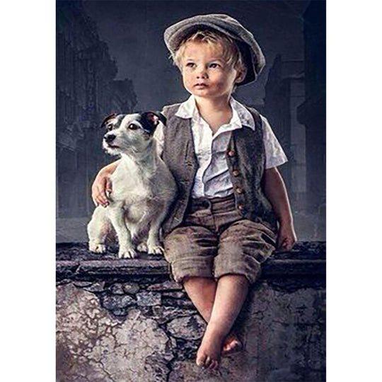 Dog and Boy - … Full Coverage Of Diamonds - Made to Order