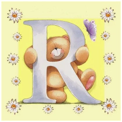 Bear Letter R * Pre Order (Made to order) … - Full Coverage of Diamonds