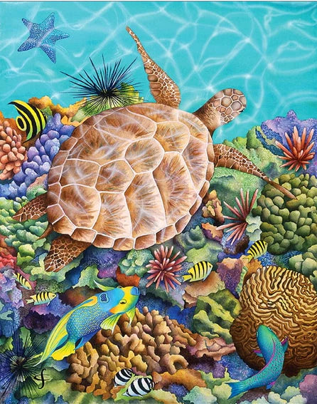 Turtle underwater diamond painting - * Made to order …Full Coverage Of Diamonds